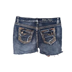 Ariya Women's Size 5 Embellished Beading Low Rise Denim Cut Off Shorts Med Wash